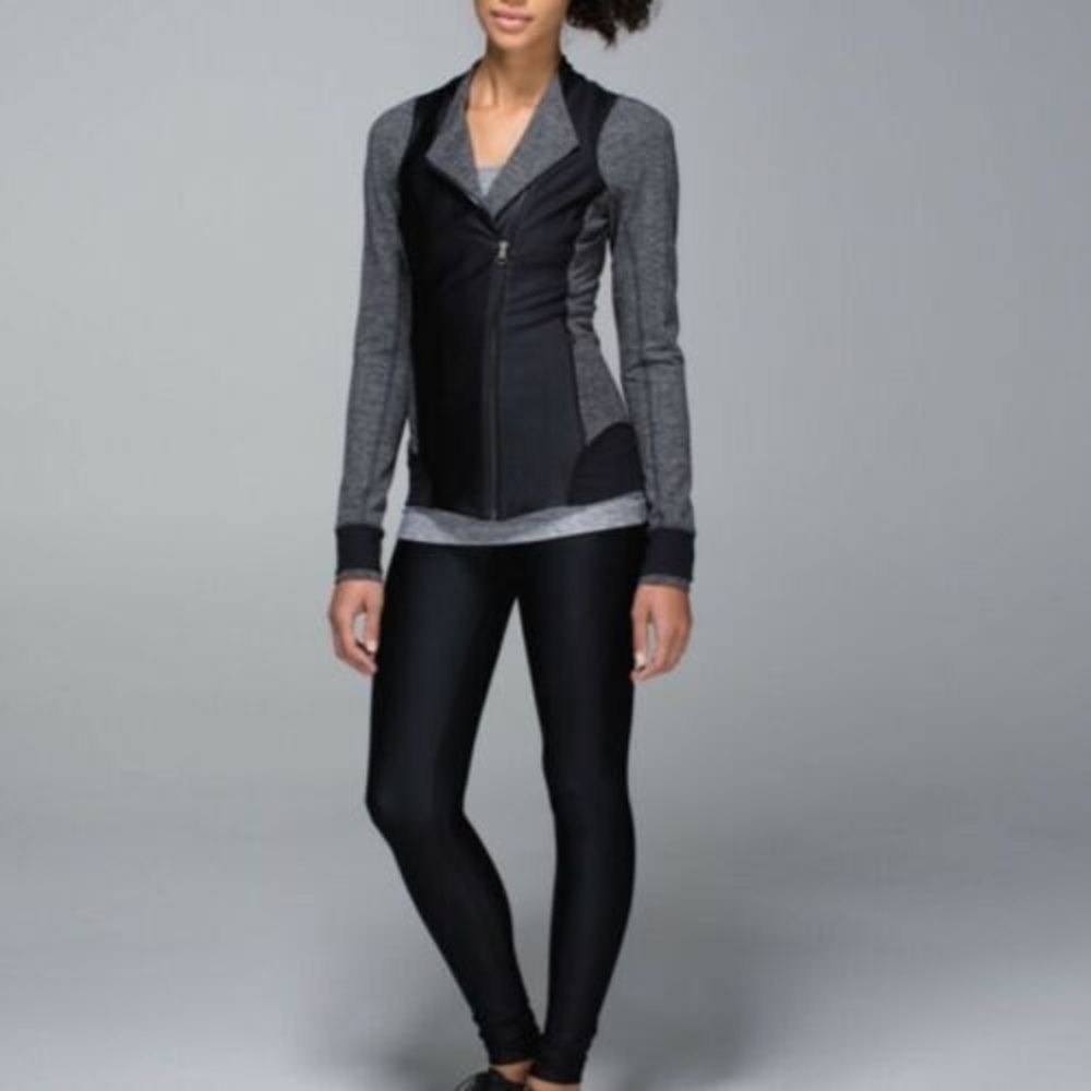 Lululemon Emerge Renewed Jacket Black / Giant Herringbone Black Heathered Sz 10